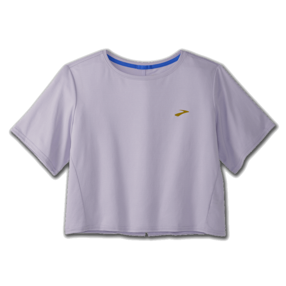 Camiseta Corta Brooks Run Within Con Rayas Violetas