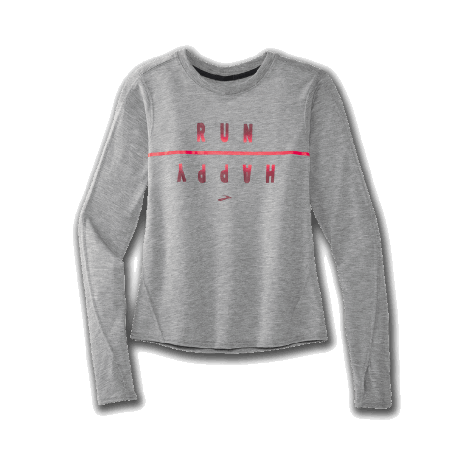 Gráfico De Distancia De Brooks Manga Larga Heather Ash-run Happy Flip