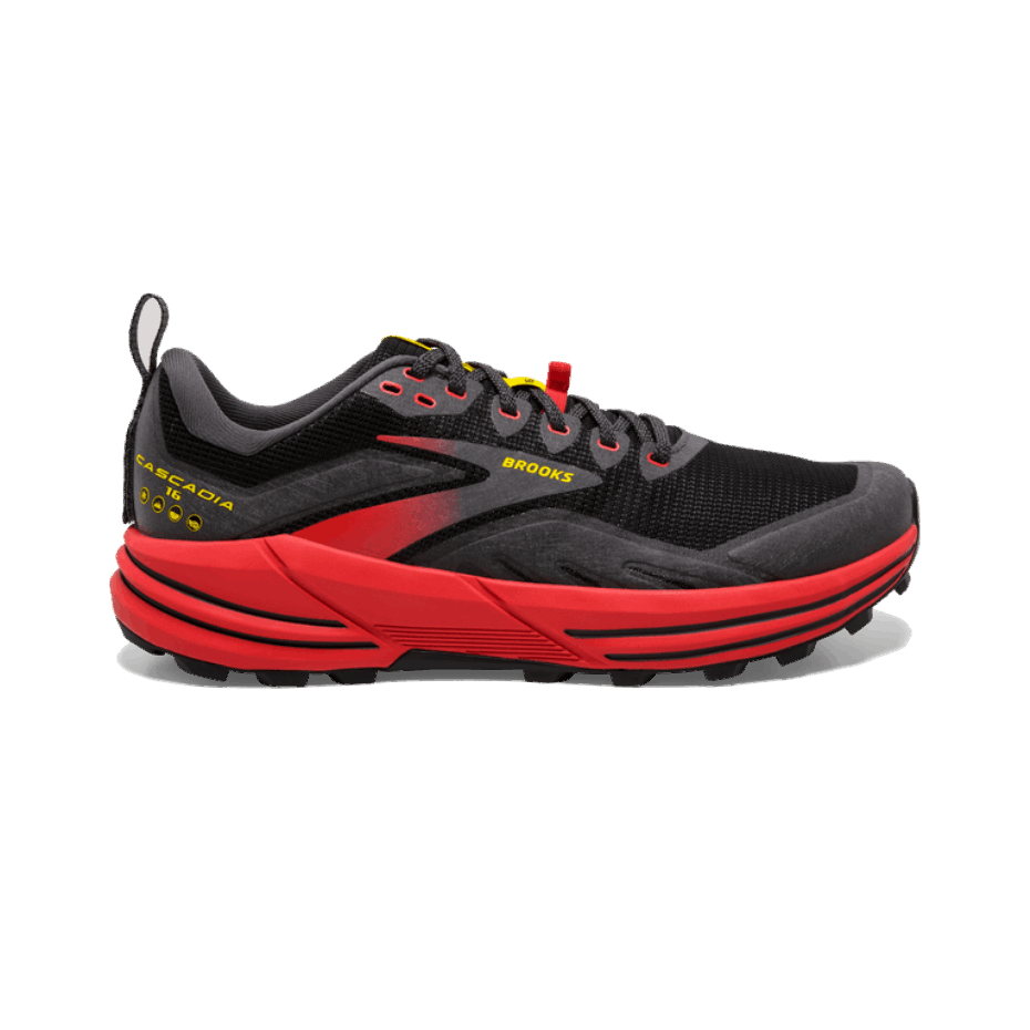 Brooks Cascadia 16 Negro-rojo Fuego-amarillo Ardiente