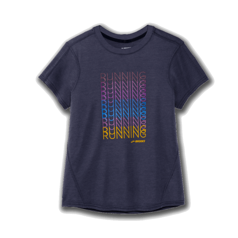 Gráfico De Distancia De Brooks Manga Corta Jaspeado Azul Marino-repetición De Brooks