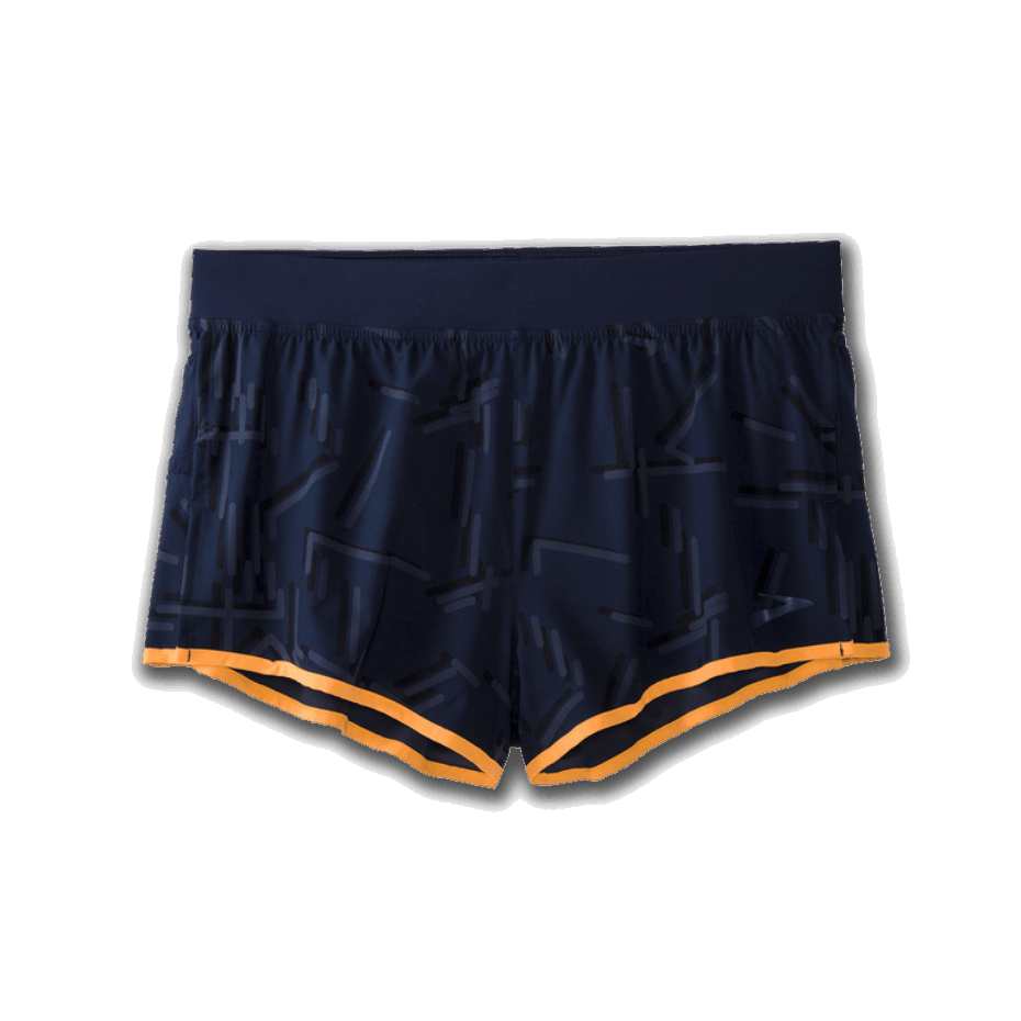 Pantalón Corto Brooks Sherpa 3'' Split Navy Geo Emboss-fluoro Orange