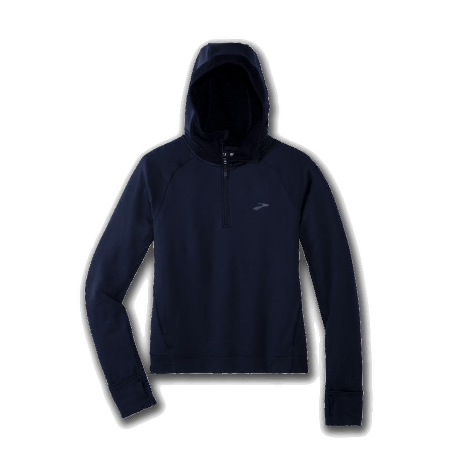 Sudadera Con Capucha Térmica Brooks Muesca Azul Marino