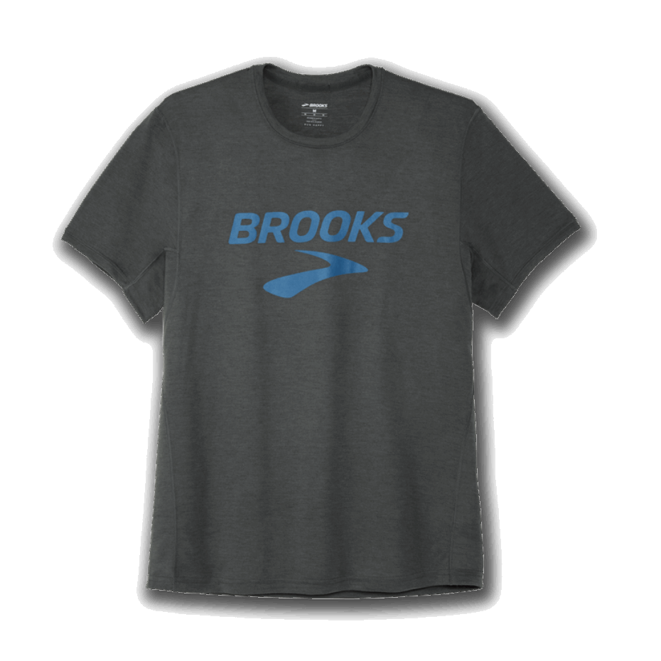 Gráfico De Distancia De Brooks Manga Corta Heather Dark Oyster-hbr
