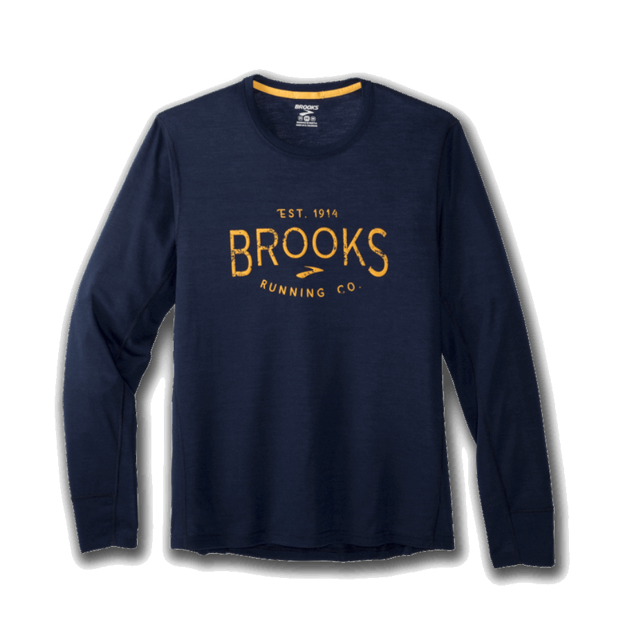 Gráfico De Distancia De Brooks Manga Larga Azul Marino-brooks Heritage