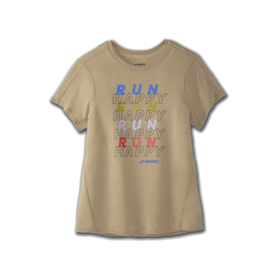 Gráfico De Distancia De Brooks Manga Corta Heather Oatmeal-run Repetición